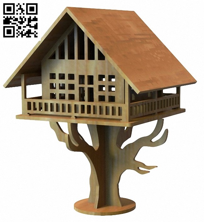 Tree house E0012778 file cdr and dxf free vector download for laser cut
