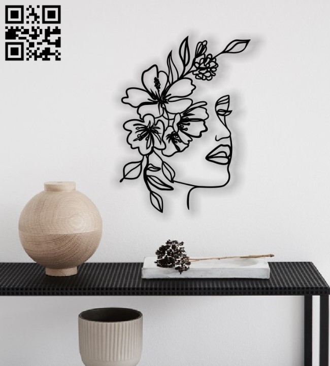 Women's face with flowers E0012582 file cdr and dxf free vector download for laser cut plasma