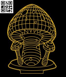 3D illusion led lamp Mushrooms E0012954 file cdr and dxf free vector download for laser engraving machines