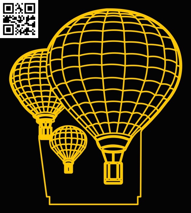 3D illusion led lamp air balloon E0012953 file cdr and dxf free vector download for laser engraving machines