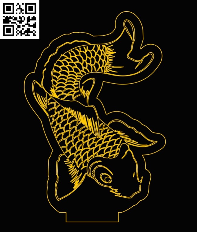 3D illusion led lamp fish E0012956 file cdr and dxf free vector download for laser engraving machines
