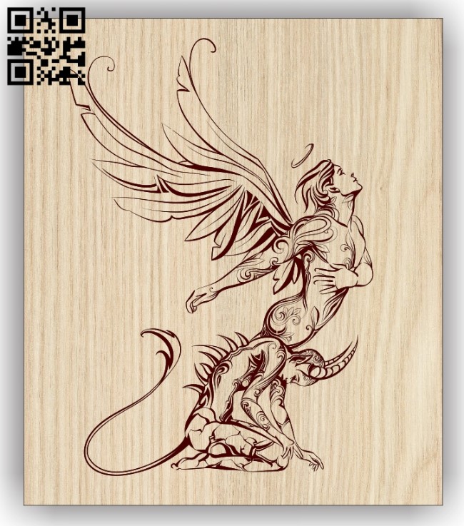 Angel and Demon E0012983 file cdr and dxf free vector download for laser engraving machines