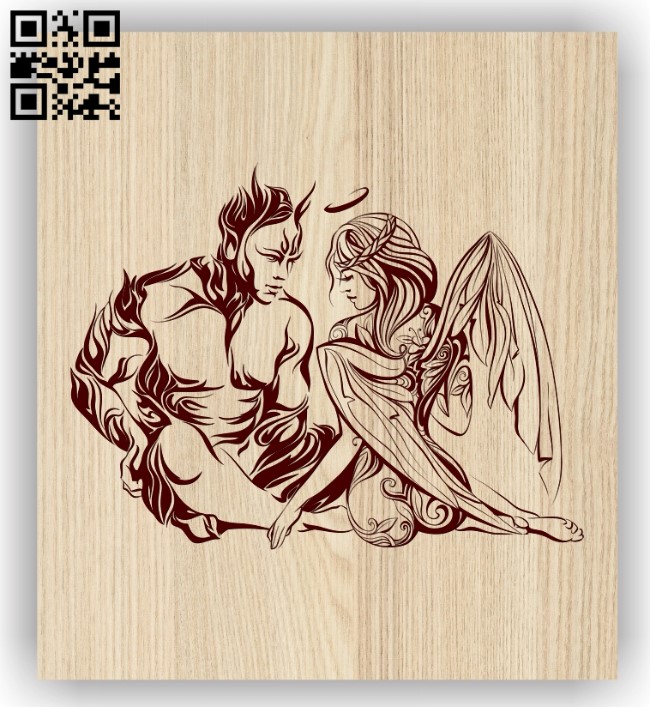 Angel and Demon E0013193 file cdr and dxf free vector download for laser engraving machines