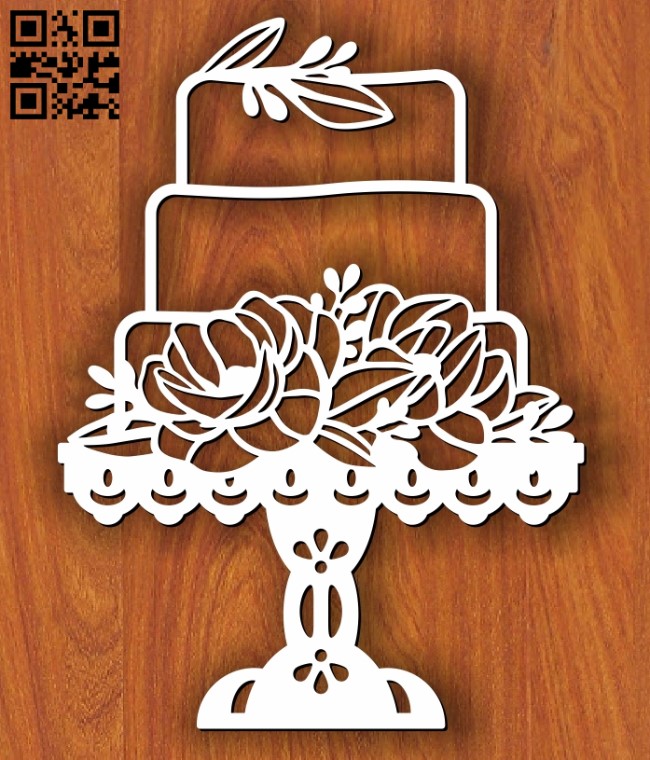 Cake with Peony Flowers E0013059 file cdr and dxf free vector download for laser cut