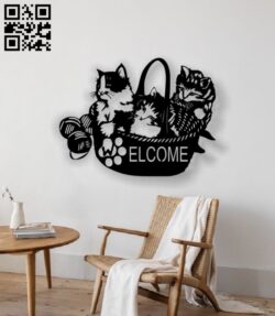 Cats welcome E0012949 file cdr and dxf free vector download for laser cut plasma