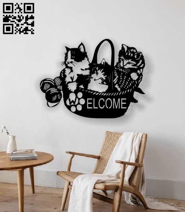 Cats welcome E0012949 file cdr and dxf free vector download for laser cut plasma