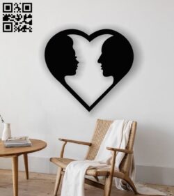 Couple with heart E0013005 file cdr and dxf free vector download for laser cut plasma