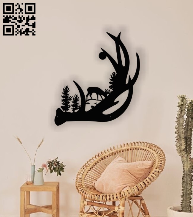 Deer wall decor E0013091 file cdr and dxf free vector download for laser cut plasma