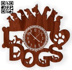 Dog wall clock E0012944 file cdr and dxf free vector download for laser cut