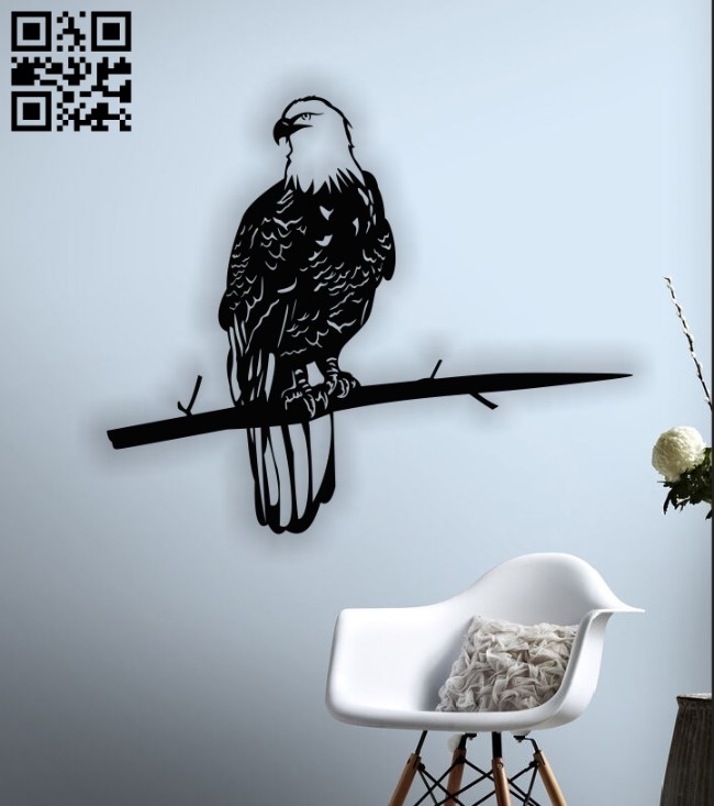 Eagle on the tree E0012965 file cdr and dxf free vector download for laser cut plasma