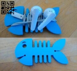 Fish earbud holder E0013114 file cdr and dxf free vector download for laser cut