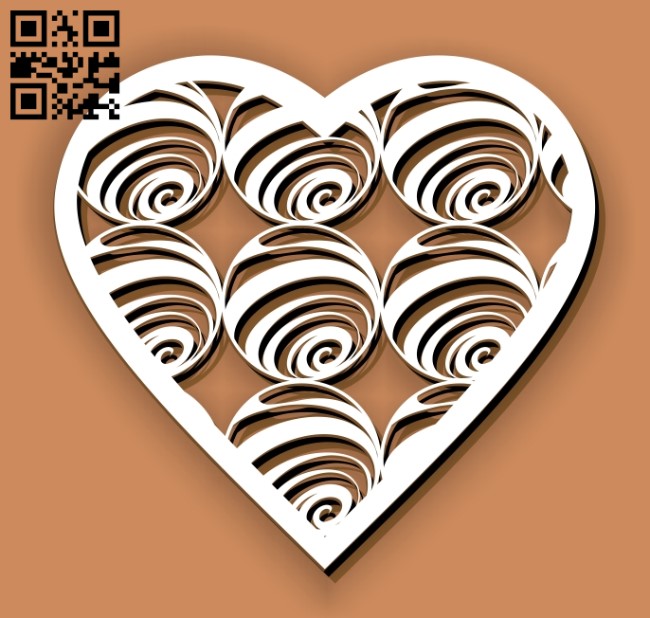 Heart with spiral E0012975 file cdr and dxf free vector download for laser cut