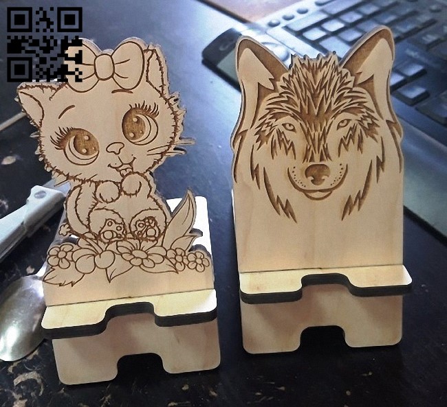 Phone stand E0013039 file cdr and dxf free vector download for laser cut