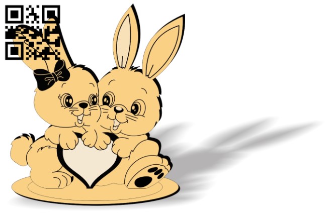 Rabbits photo frame E0013139 file cdr and dxf free vector download for laser cut
