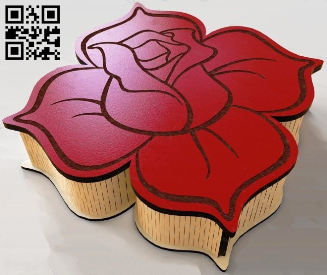Rose box E0013172 file cdr and dxf free vector download for laser cut