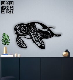 Sea turtle with diver E0012993 file cdr and dxf free vector download for laser cut plasma