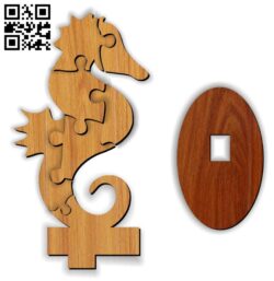 Seahorse puzzle E0013122 file cdr and dxf free vector download for cnc cut