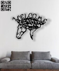 Welcome Horse E0013041 file cdr and dxf free vector download for laser cut plasma