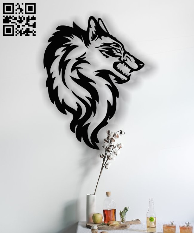 Wolf wall art E0013129 file cdr and dxf free vector download for cnc cut plasma