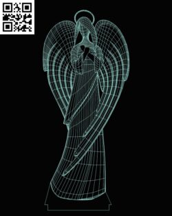 3D illusion led lamp Angel E0013492 file cdr and dxf free vector download for laser engraving machine
