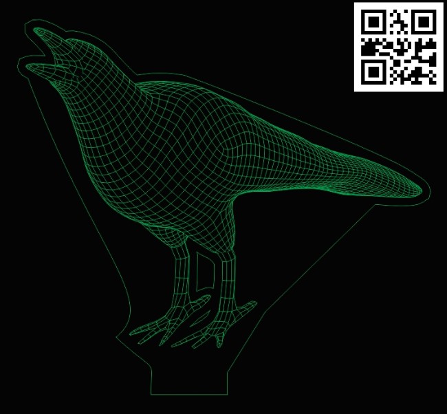 3D illusion led lamp Crow E0013396 file cdr and dxf free vector download for laser engraving machines