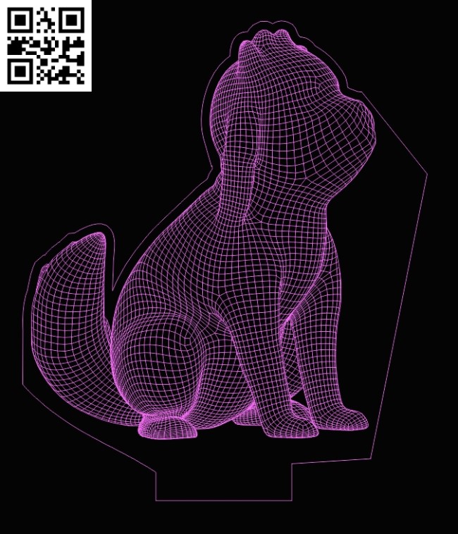 3D illusion led lamp Dog E0013360 file cdr and dxf free vector download for laser engraving machines