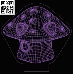 3D illusion led lamp Mushroom E0013256 file cdr and dxf free vector download for laser engraving machines