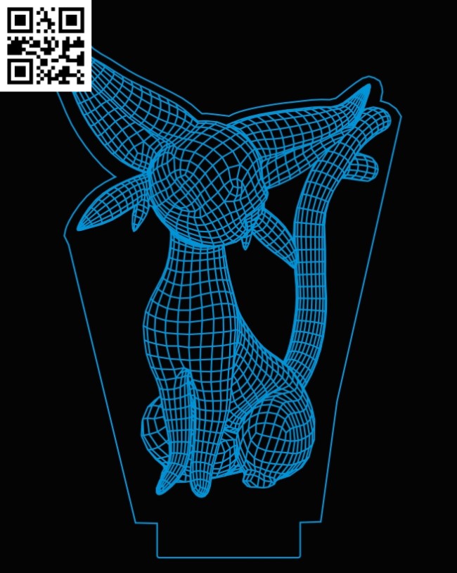 3D illusion led lamp Pokemon E0013357 file cdr and dxf free vector download for laser engraving machines