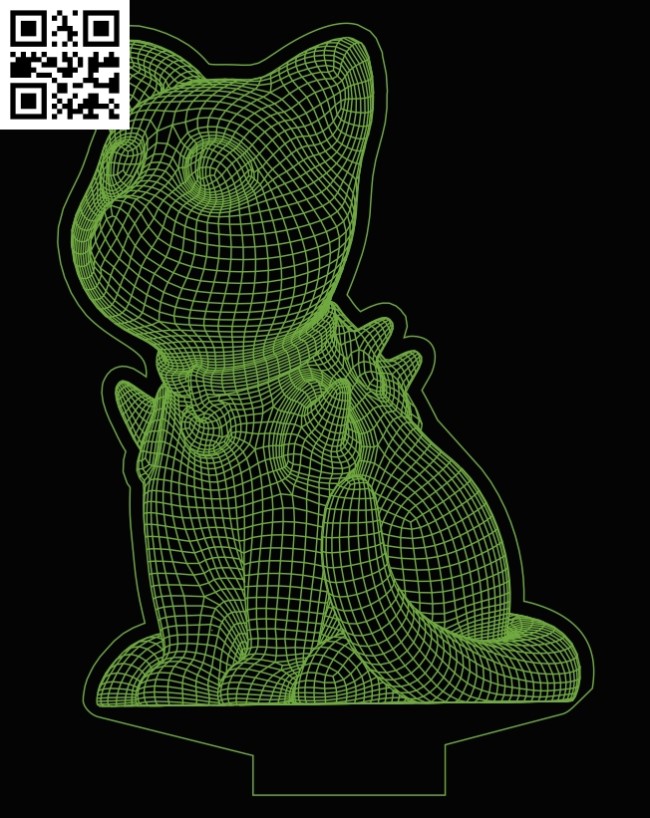 3D illusion led lamp Pokemon E0013398 file cdr and dxf free vector download for laser engraving machines
