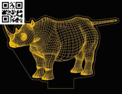 3D illusion led lamp Rhino E0013254 file cdr and dxf free vector download for laser engraving machines