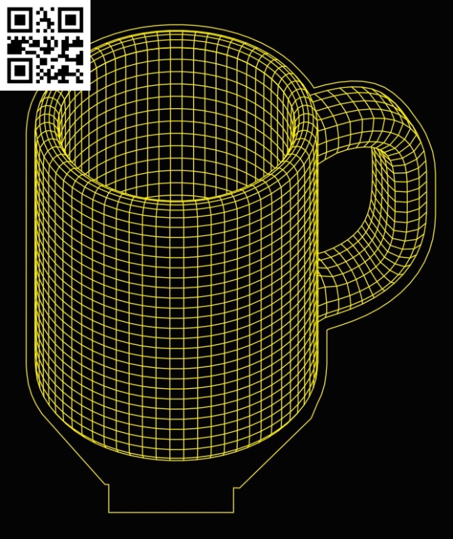 3D illusion led lamp mug E0013356 file cdr and dxf free vector download for laser engraving machines