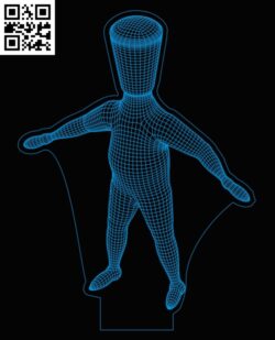 3D illusion led lamp wooden man E0013255 file cdr and dxf free vector download for laser engraving machines