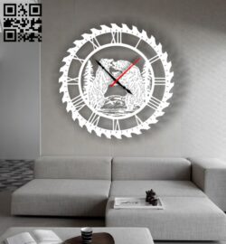 Bears wall clock E0013380 file cdr and dxf free vector download for laser cut
