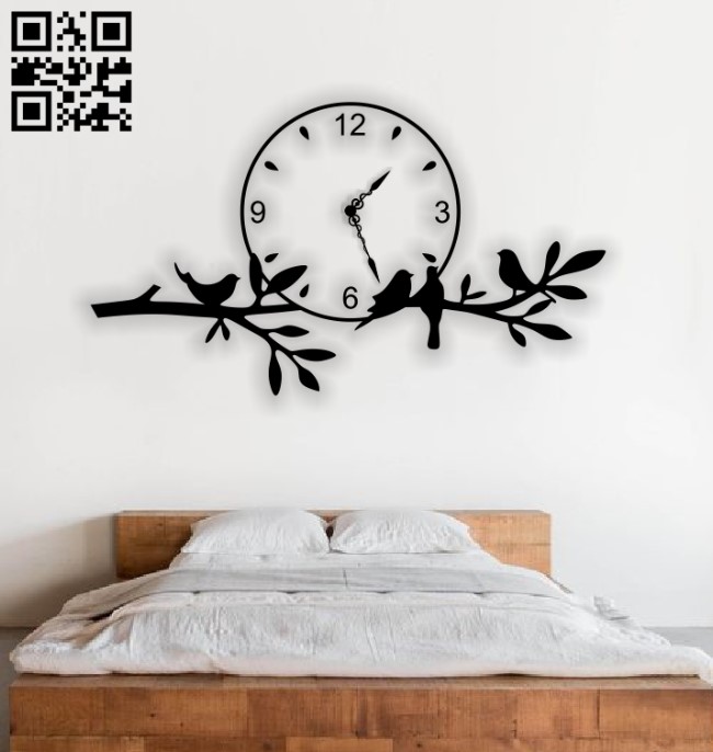 Birds clock E0013368 file cdr and dxf free vector download for laser cut