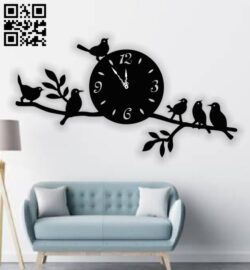 Birds clock E0013369 file cdr and dxf free vector download for laser cut
