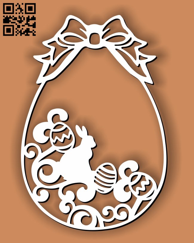 Bunny with easter eggs E0013409 file cdr and dxf free vector download for laser cut plasma