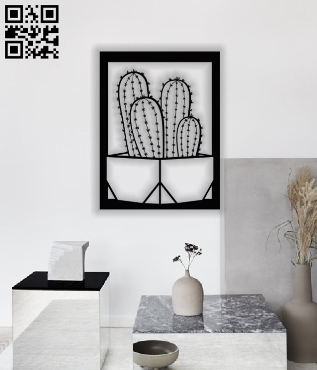Cactus wall decor E0013297 file cdr and dxf free vector download for laser cut plasma