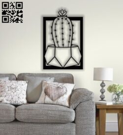 Cactus wall decor E0013392 file cdr and dxf free vector download for laser cut plasma