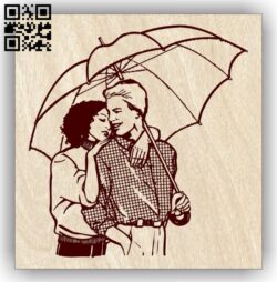 Couple with umbrella E0013245 file cdr and dxf free vector download for laser engraving machines