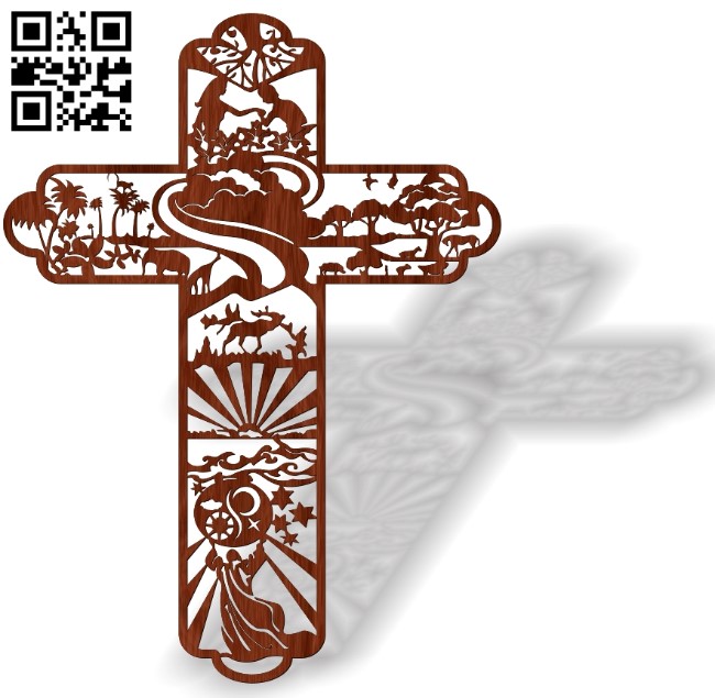 Cross with Adam and Eve E0013471 file cdr and dxf free vector download for laser cut plasma