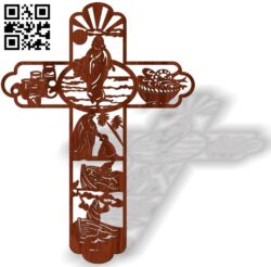 Cross with fish E0013469 file cdr and dxf free vector download for laser cut plasma