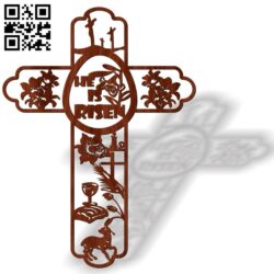 Cross with fish E0013470 file cdr and dxf free vector download for laser cut