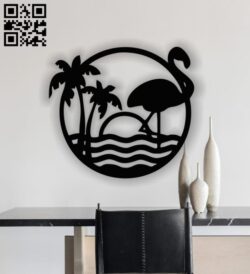 Flamingo wall decor E0013328 file cdr and dxf free vector download for laser cut plasma