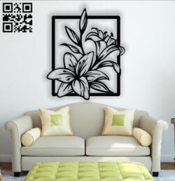Floral flower wall art E0013412 file cdr and dxf free vector download for laser cut plasma