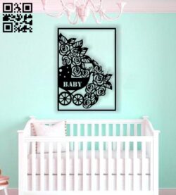 Flower baby carriage E0013446 file cdr and dxf free vector download for laser cut plasma