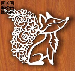 Fox with flower wall decor E0013394 file cdr and dxf free vector download for laser cut plasma