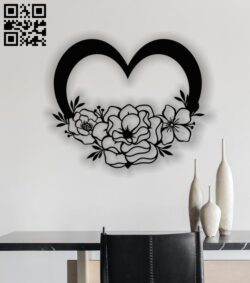 Heart and flower E0013487 file cdr and dxf free vector download for laser cut plasma