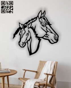 Horse wall decor E0013491 file cdr and dxf free vector download for laser cut plasma