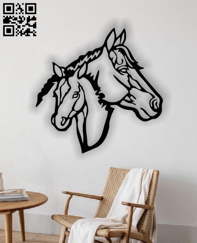 Horse wall decor E0013491 file cdr and dxf free vector download for laser cut plasma