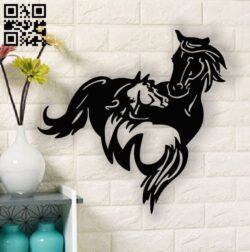 Horses wall art E0013438 file cdr and dxf free vector download for laser cut plasma